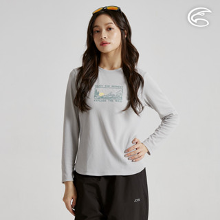 ADISI 女智慧纖維速乾長袖圖騰上衣 AL2521084 薄霧灰｜單向導濕 快乾 吸濕排汗 透氣 環保