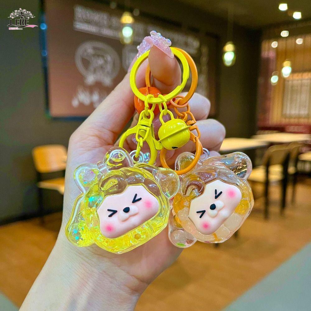 JEREMY1 綿羊公仔挂件流動透明糖果色奇奇娃娃卡通夜光閃亮迷你流沙瓶掛飾鑰匙扣