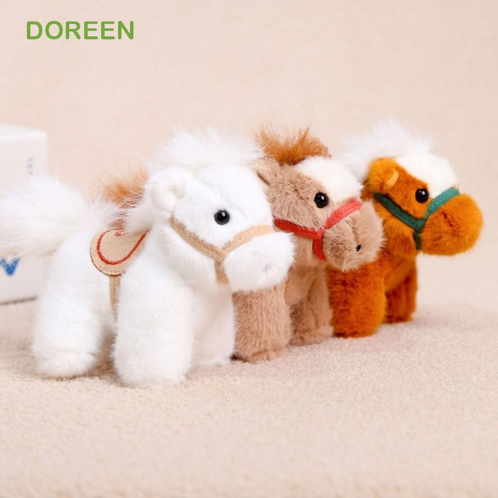 DOREEN 毛絨馬鑰匙扣卡通駿馬公仔長毛尾巴毛絨動物鑰匙圈生肖小馬公仔吉祥物公仔 14 厘米毛絨馬公仔挂件家居裝飾品