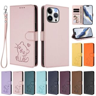 新款雙麵皮套 愛心小貓 插卡皮套防摔殼 適用於紅米 Note 10 11 12S 14S 4G 8 9 Pro保護殼