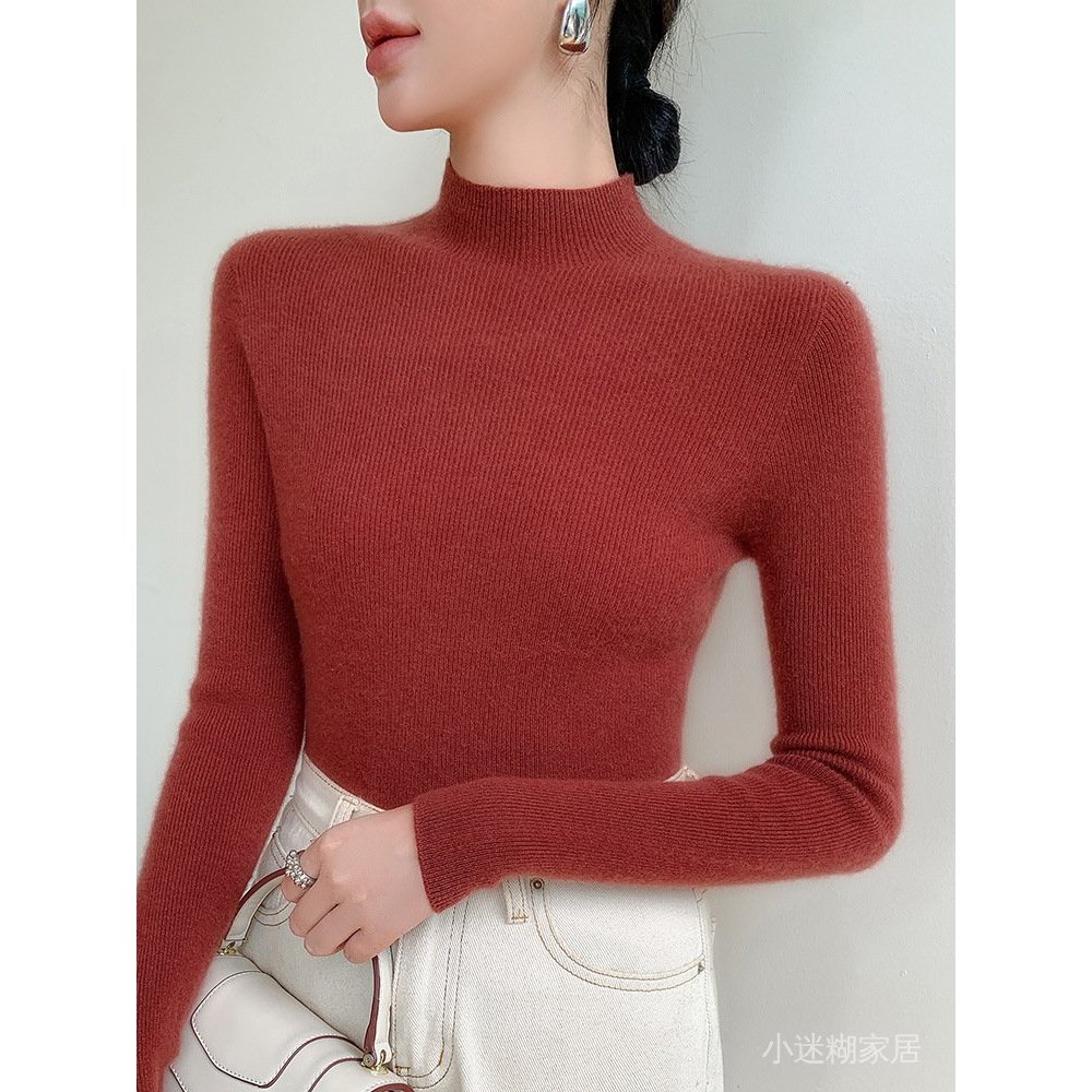 免運 臺灣出貨 秋冬毛衣女 秋冬無縫一體羊毛衫毛衣女針織衫修身顯瘦氣質半高純色羊毛打底衫 0ZD9