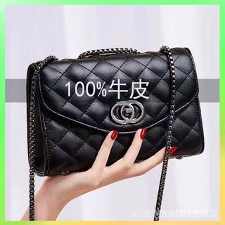 🏆️臺灣出貨 牛皮真皮包包女士新款2024新款斜挎時尚百搭洋氣鏈條單肩斜跨包包 限時特賣A11-8-C