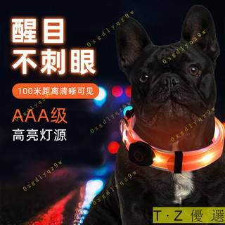 LED髮光寵物牽引繩USB可充電防水夜間專用閃光狗狗髮光項圈