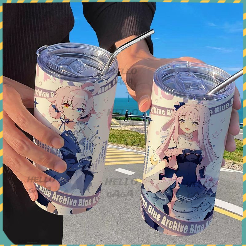 【動漫咖啡杯】蔚藍檔案仲夏夜舞會保溫杯帶吸管隨手杯咖啡杯ins高顔值學生水杯
