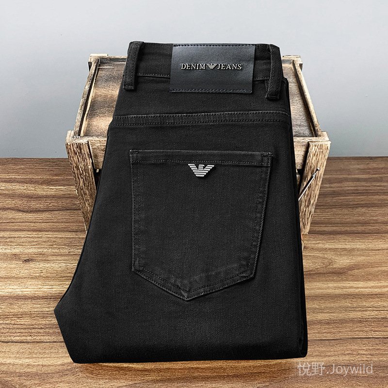 【氣質搭配】臺灣發貨潮牌素黑色秋冬季牛仔褲男直筒修身彈力百搭輕奢潮流高端歐貨褲子1111 UYUW