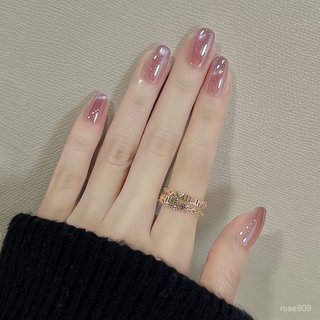💟加一手工甲💅🏻紫色電鍍貓眼短橢圓日常顯白高級手工穿戴甲成品純手工穿戴甲 MXN2
