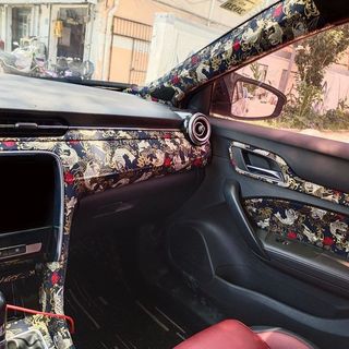 【LDW】🔥桃園發貨+99免運🔥 汽車內飾自粘背膠改裝布a柱純棉燙金bc柱汽車內飾鯉魚diy貼布