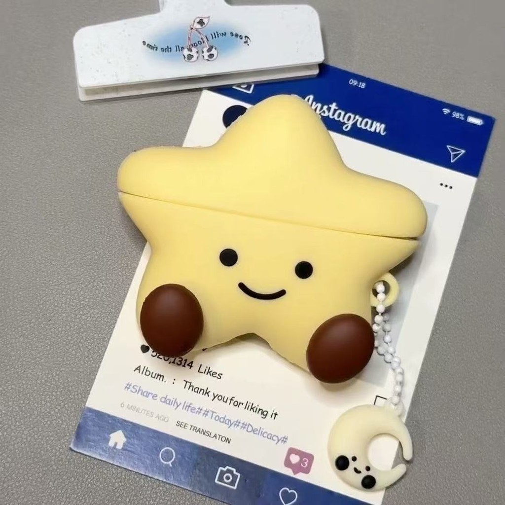 黃色微笑星星 蘋果 AirPods 4代 Pro3 pro Pro2 保護套 3代 2代 1代 耳機套 保護套