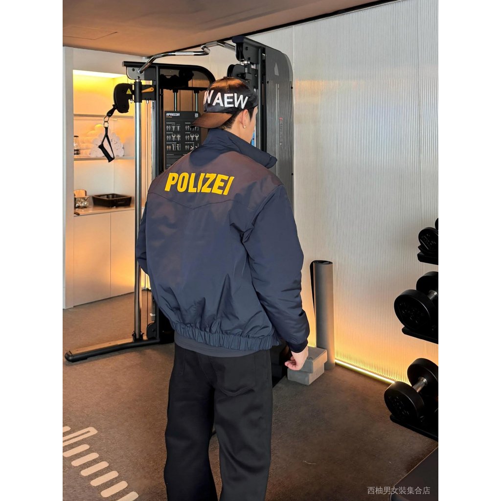 【ASDF】臺灣出貨 免運 羽絨棉服男 秋季三防硬漢立領boxy短寬闊型顯壯肩寬拚接印花飛行夾克棉服 HCKE