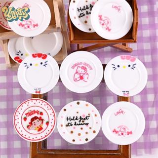 【獨特】10PCS/袋可愛三麗鷗 Hello Kitty 娃娃屋模擬微型盤子餐盤裝飾娃娃屋玩具 DIY 配件兒童全新