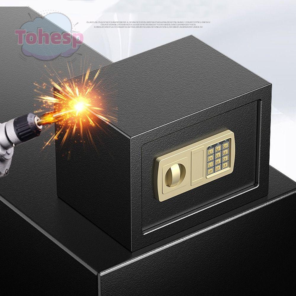TOHESP 防火保險箱,小型金屬保險箱,創意密碼鎖防盜黑金迷你儲物櫃家庭辦公室酒店使用