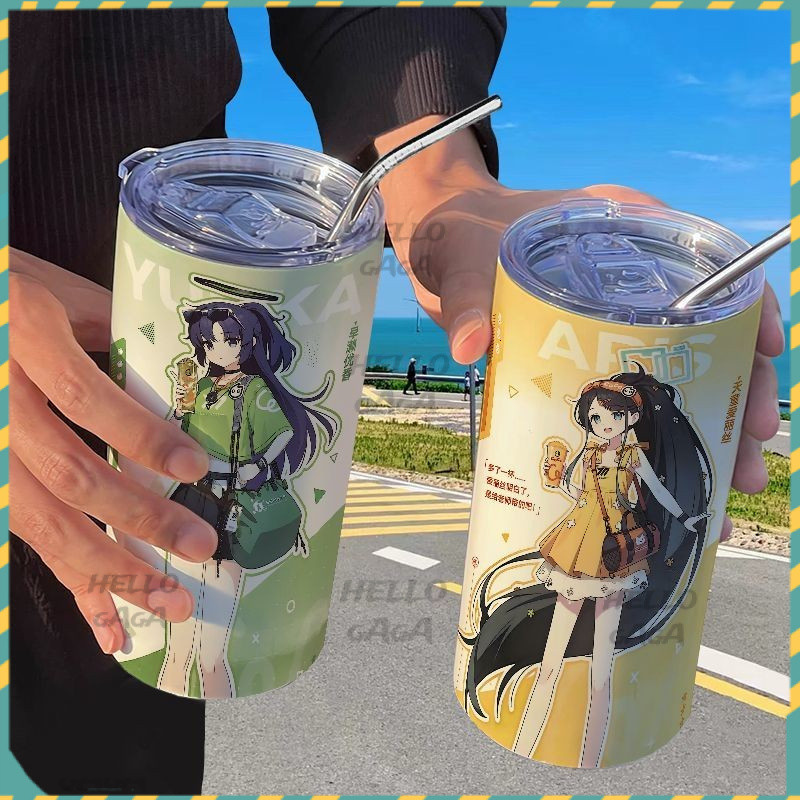 【動漫咖啡杯】蔚藍檔案COCO聯動保溫杯帶吸管隨手杯咖啡杯ins高顔值學生水杯女