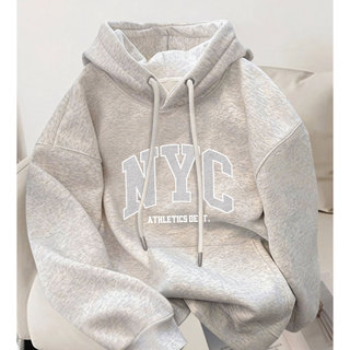 VUUG 美式帽t 冬天衣服 NYC潮牌連帽衛衣 oversize 連帽大學t 帽踢 美式復古寬鬆長袖上衣 大尺碼男裝