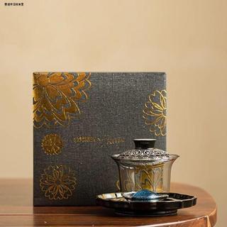 🔥臺灣熱賣🔥瑪雅星辰水晶三才蓋碗單個茶碗帶蓋大號透明泡茶蓋杯功夫茶具