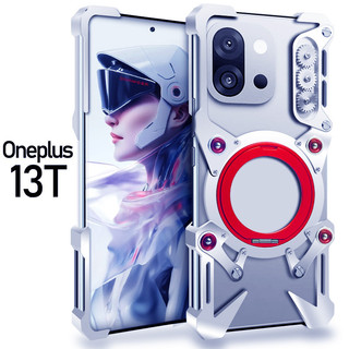 適用於OnePlus 13機械旋轉支架1+13R手機殼指環扣1加13T金屬無邊框一加12鋁合金骨架鐵13s透氣散熱磁吸