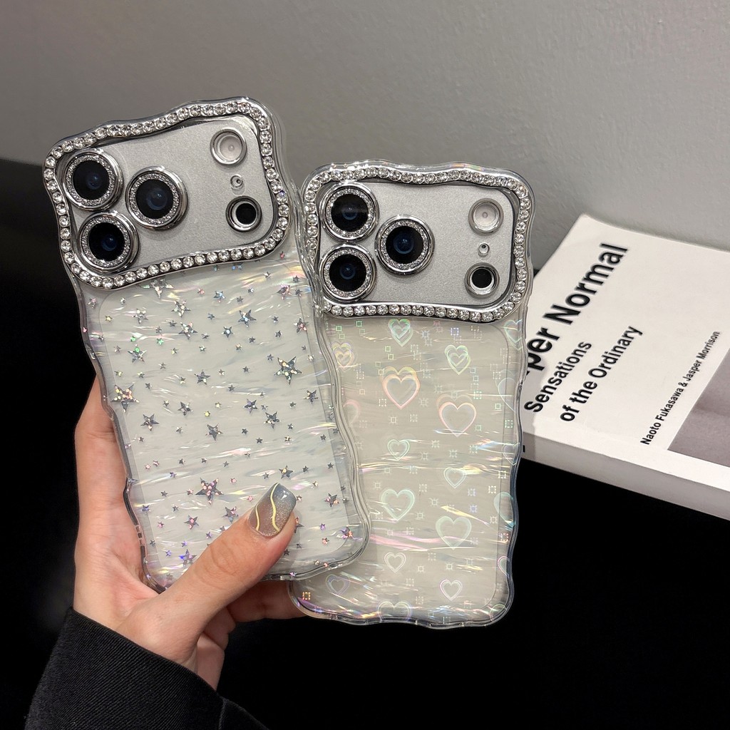 臺灣出貨👑ins適用蘋果係列iPhone17新款手機殻16pro15promax貝殻紋鐳射愛心星星14promax扭邊