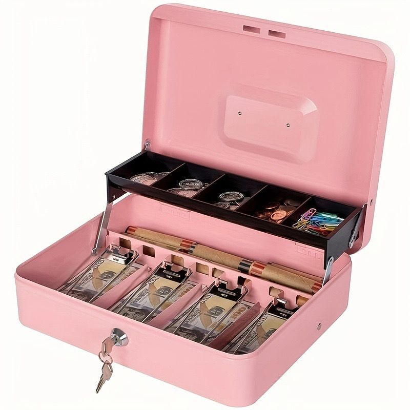 💖【桃源現款】💖兒童現金存錢罐 放錢盒 保險箱 存錢罐 票夾儲物箱 保管箱 超市收款機保險箱 零錢收納箱 鑰匙密碼收銀箱