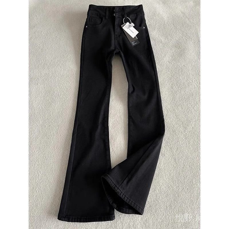 【氣質搭配】臺灣發貨黑色柳葉彎微喇叭牛仔褲男款美式高街修身顯高顯瘦窄版微喇叭褲1111 IMFK