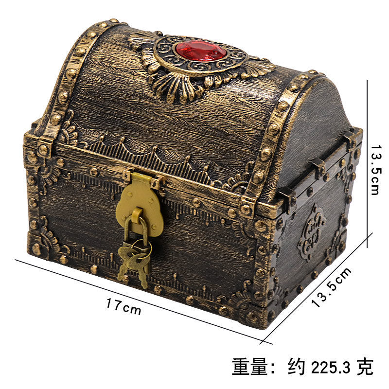【新店特價 台灣發貨】兒童海盜寶箱玩具節日酒吧活動擺件大號百寶箱裝飾品紅寶石寶藏箱