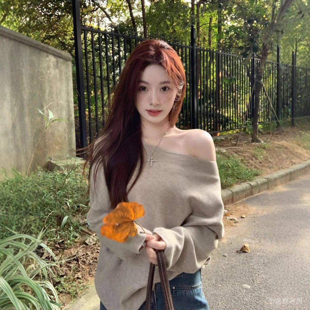 免運 臺灣出貨 秋冬長袖女 慵懶風韓女蝙蝠袖針織上衣秋冬精緻設計感純慾寬鬆T恤 UOHD