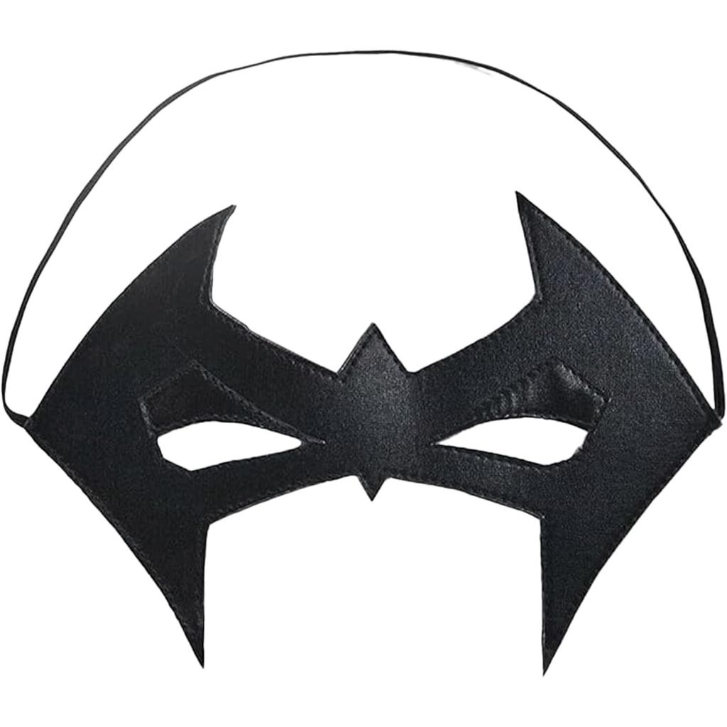 羅賓面具超級英雄蝙蝠面具化妝舞會眼罩黑色人造皮革道具萬聖節服裝配飾