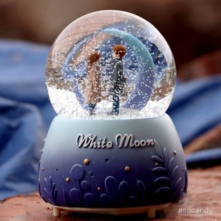 【臺灣-出貨】天空之城浪漫情侶雙人款水晶球自動旋轉飄雪音樂盒送女生男生禮物