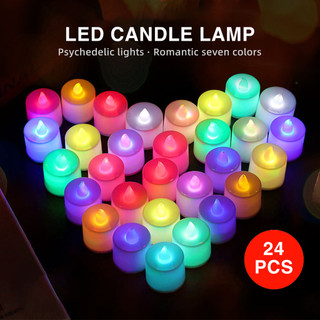 Fonken 24件無焰 LED 蠟燭無菸蠟燭環保電子蠟燭燈裝飾燭台