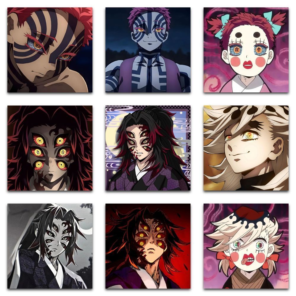 177張上弦鬼貼紙鬼刃猗窩座童磨墮姬黑死牟動漫角色手賬貼畫