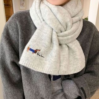 ✈臺灣出貨✈【三木貝貝】臘腸狗刺繡針織圍巾女學生秋冬保暖百搭純色情侶圍脖2025年新款