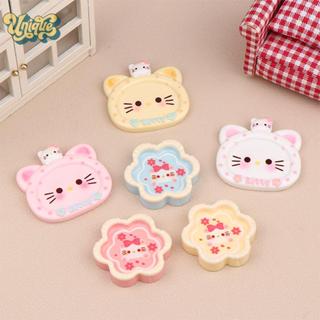 (獨特)3 件迷你 Hello Kitty 盤子兒童假裝玩廚房玩具娃娃屋 KT 貓餐盤託盤廚房餐具模型裝飾玩俱全新
