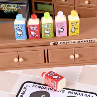 【獨特】10PCS娃娃屋微型三麗鷗Hello Kitty奶瓶模型微景觀擺件娃娃屋配件假裝玩俱全新