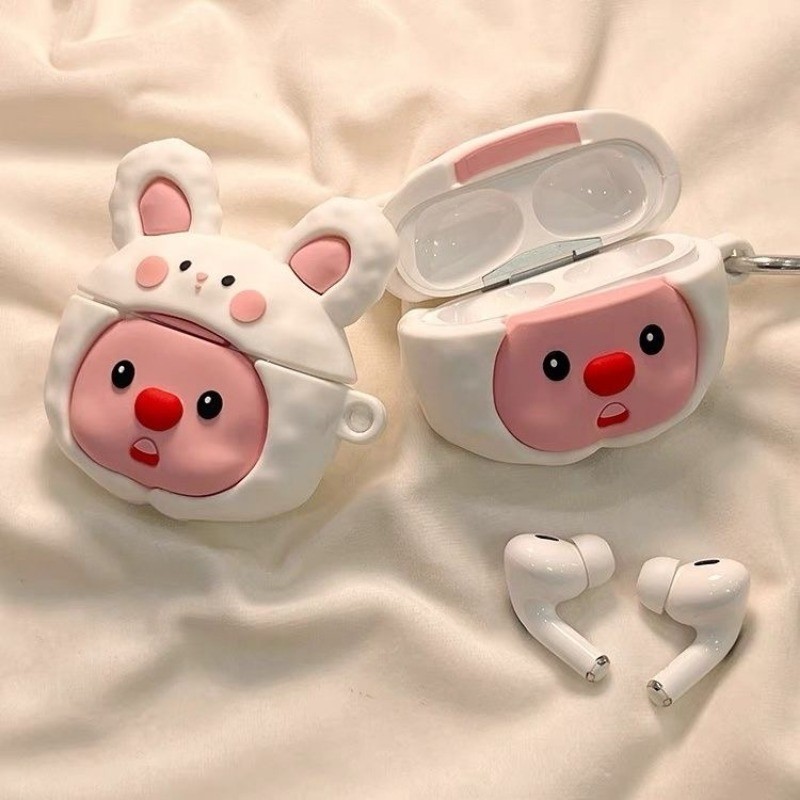 趣味兔子頭露比 白色 蘋果 AirPods 4代 Pro3 pro Pro2 保護套 3代 2代 1代 耳機套 保護套