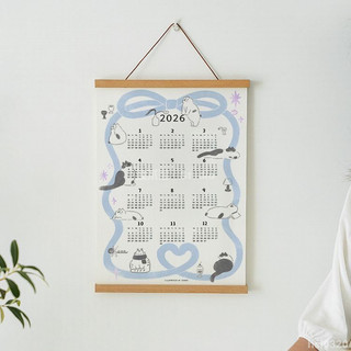 365day📆 原創插畫2026年曆馬年日曆鹽系可愛貓咪海報新年裝飾高顏值掛軸 2026日曆 2026檯曆 2026掛