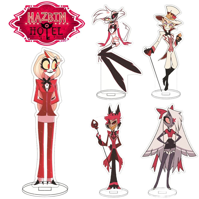 Hazbin 酒店角色扮演架卡通人物查理晨星 Vaggie Alastor 亞克力站立桌面裝飾模型禮物