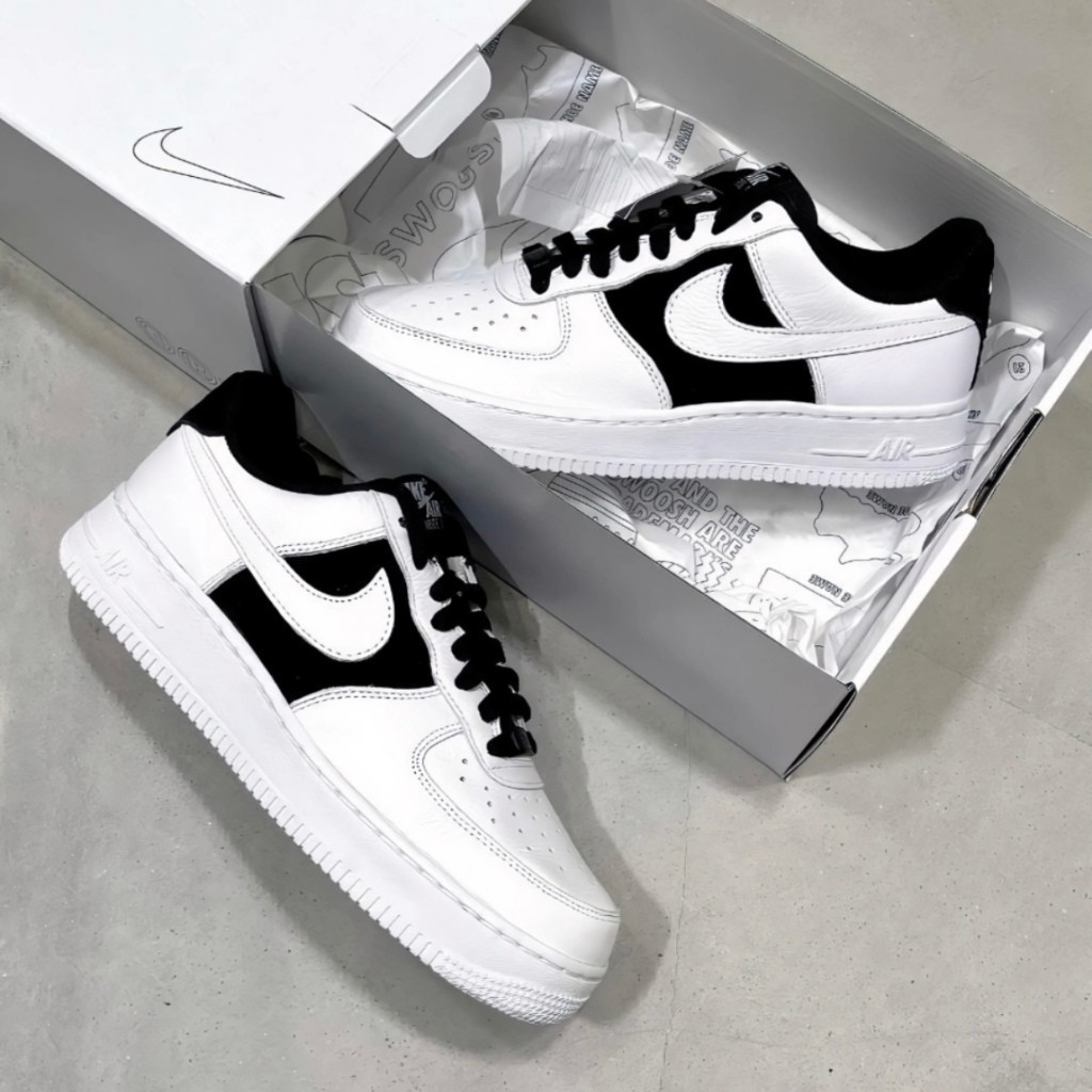 🔥革調 Nike Air Force 1 07 PRM 潮流復古 板鞋 運動鞋 休閒鞋 男女同款 白黑 帶配件
