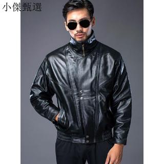 品質優選 真皮皮衣立領加棉皮衣秋冬男士頭層牛皮摩托車騎行服飛行員皮夾克休閒外套 百搭皮衣