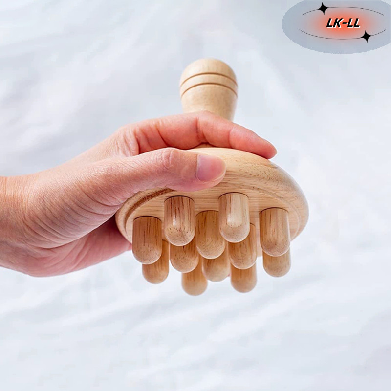 12 珠指壓凹凸刷木質手持式身體按摩工具 12 珠指壓凹凸刷木質手持式全身通用按摩工具