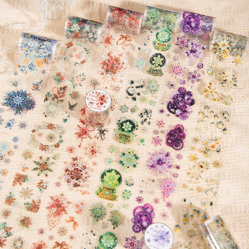 思黎 雪花主題 PET膠帶 捕捉到一片小雪花系列 手賬素材 DIY裝飾循環卷 6款 美好的一天