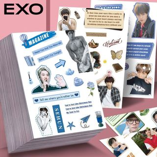 『好物優選🏆 』EXO周邊 32張EXO切膜貼紙 金珉錫金俊勉 拼貼素材防水貼畫 手賬本diy裝飾貼紙 防水異形裝飾貼