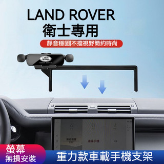 LAND ROVER DEFENDER 衛士專用車載手機支架螢幕款防抖導航支架 無損安裝22-25款重力手機支架螢幕支架