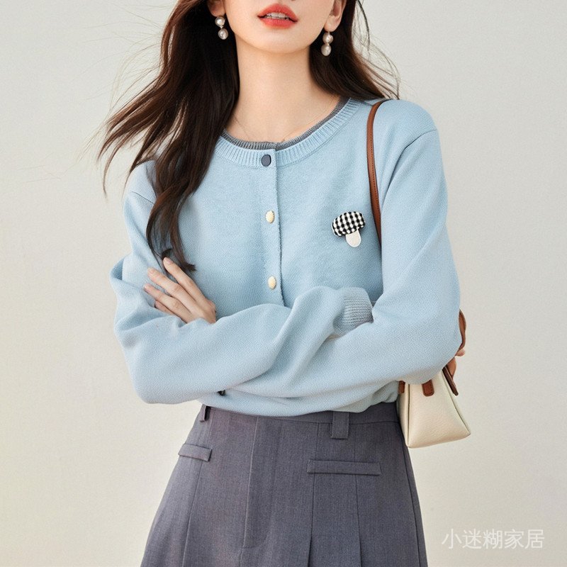 免運 臺灣出貨 針織衫女 別緻洋氣毛衣外套女新款春裝韓係穿搭針織開衫寬鬆超好看上衣 ERRQ