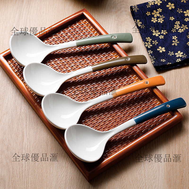 ✨臺北出貨✨跨境廚房 陶瓷漏勺 撈餃子神器 湯勺撈面 耐高溫撈勺 火鍋專用 小號瓷勺