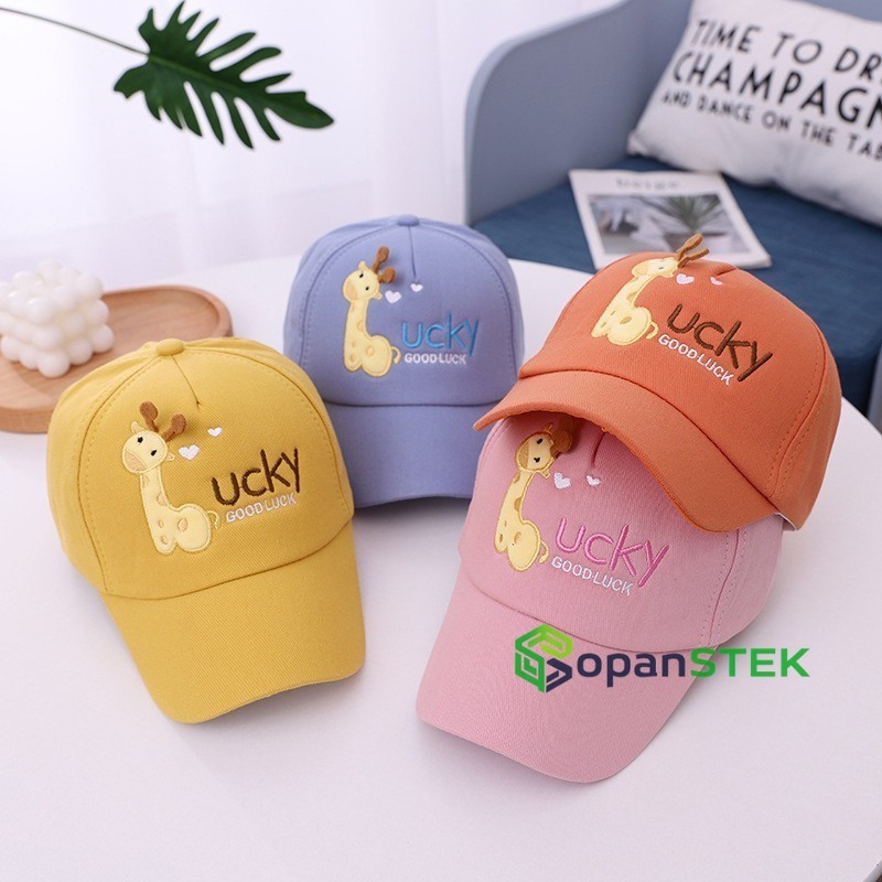 男孩棒球帽女孩帽子長頸鹿 GOOD LUCKY 兒童角色帽子