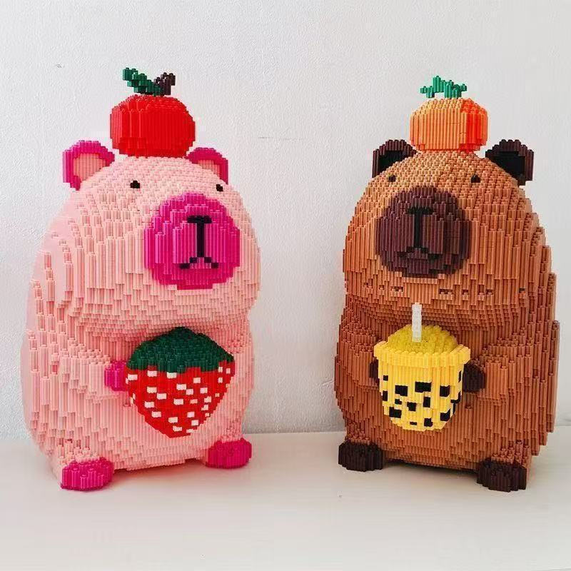 【隔日達】 33公分 卡皮巴拉積木 兼容樂高 積木玩具 兒童玩具 水豚積木 公仔擺件 生日禮物 積木擺件【小玩家】