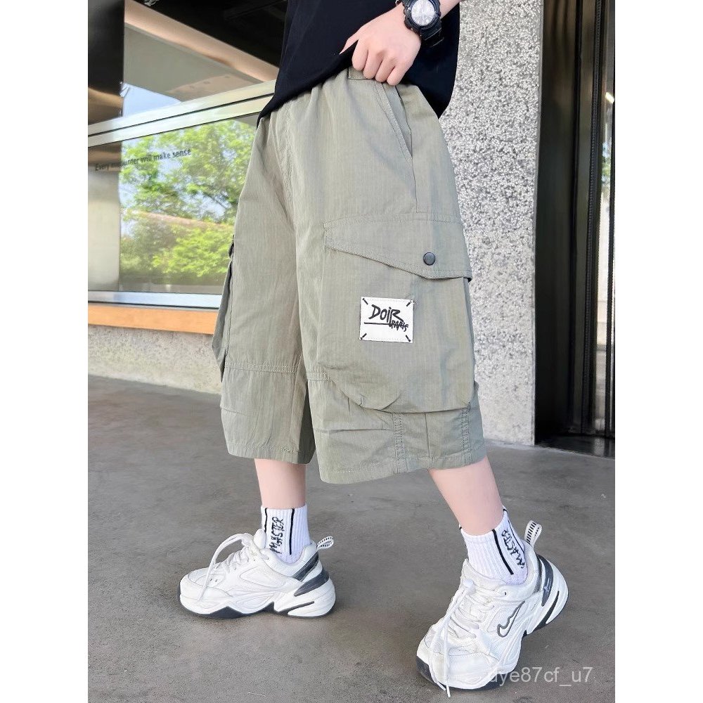 喵咪咪童裝【免運+全店促銷】臺灣出貨 男童工裝純棉七分褲短褲新款兒童中大童中褲五分褲男孩夏季薄款潮