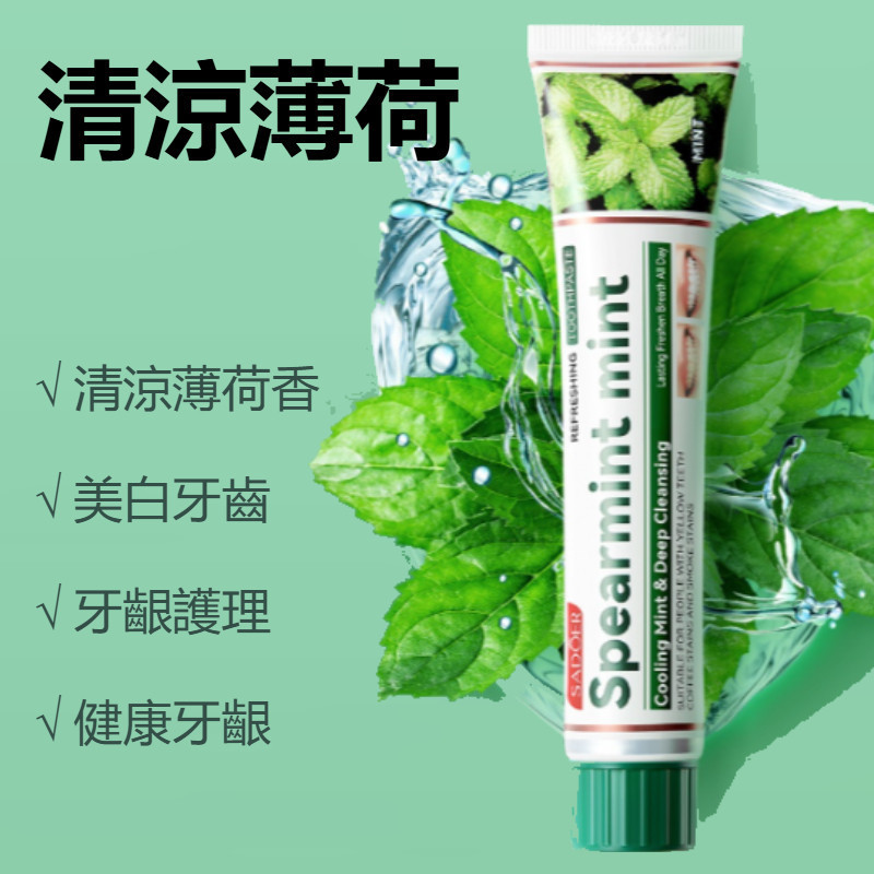 【高雄出貨】SADOER清爽薄荷牙膏 深層清潔牙齒 口腔護理 口臭牙斑 牙結石清新口氣 呵護口腔健康 薄荷清香 牙齒護理