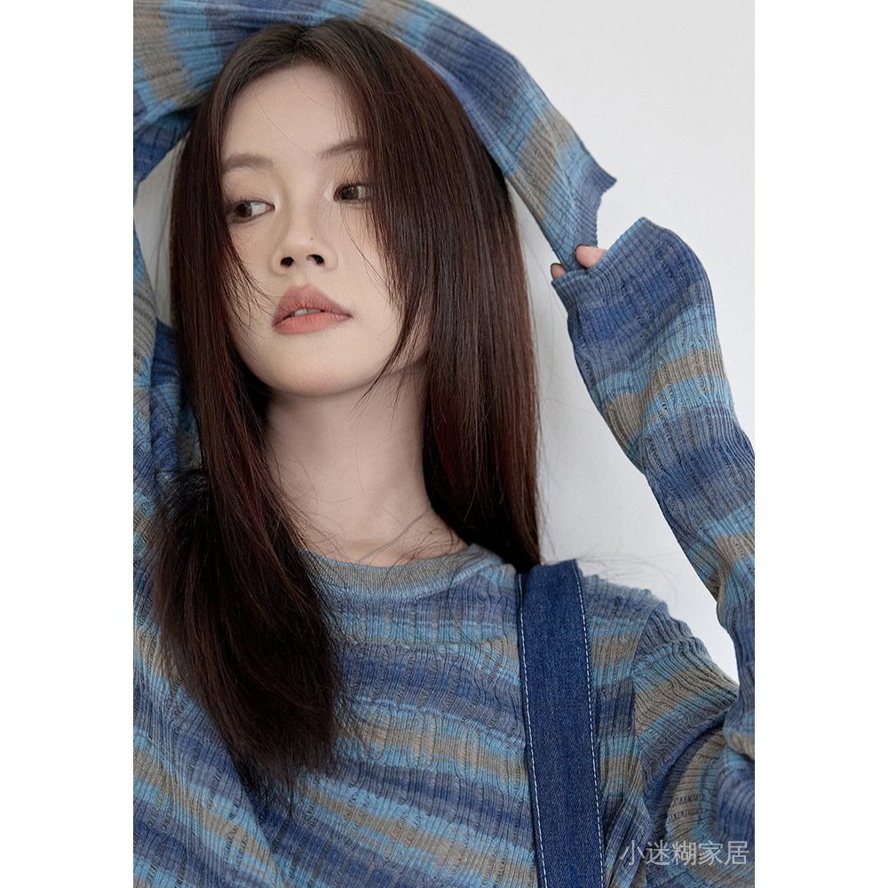 免運 臺灣出貨 針織衫女 韓版條紋毛針織衫女秋冬季新款時尚百搭顯瘦洋氣打底衫上衣 4V8H