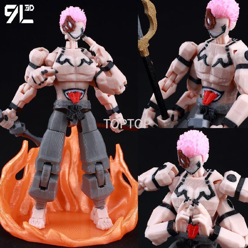 TOP-3D列印人偶 玩偶 宿傩公仔 咒術回戰 詛咒之王 兩面宿儺 可動人偶 可动公仔 拼裝成品模型潮玩解