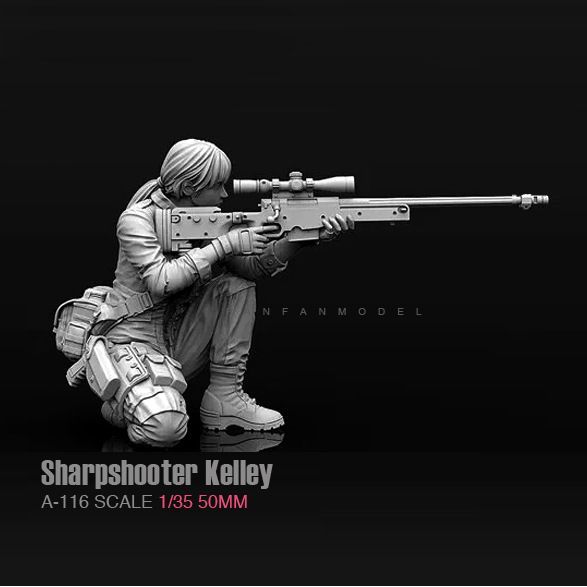 【台灣出貨】✨免運 白膜 1/35(50mm) Sharpshooter Kelley女狙擊手 樹脂兵人(白模) A-1