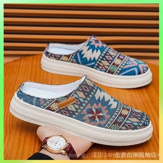 🔥臺灣出貨 老北京佈鞋男款一腳蹬帆佈半託鞋春夏季潮流時尚休閒懶人鞋男 限時特賣X315-7-C+2